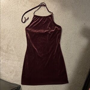 Wild Fable Velvet Burgundy Mini Dress